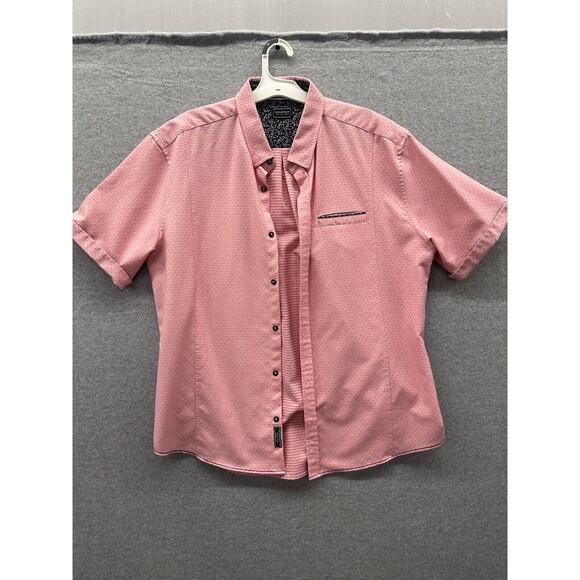 7 Diamonds 4 Way Stretch Button Down Shirt Mens Extra Large BKE Polka Dot - Picture 1 of 9